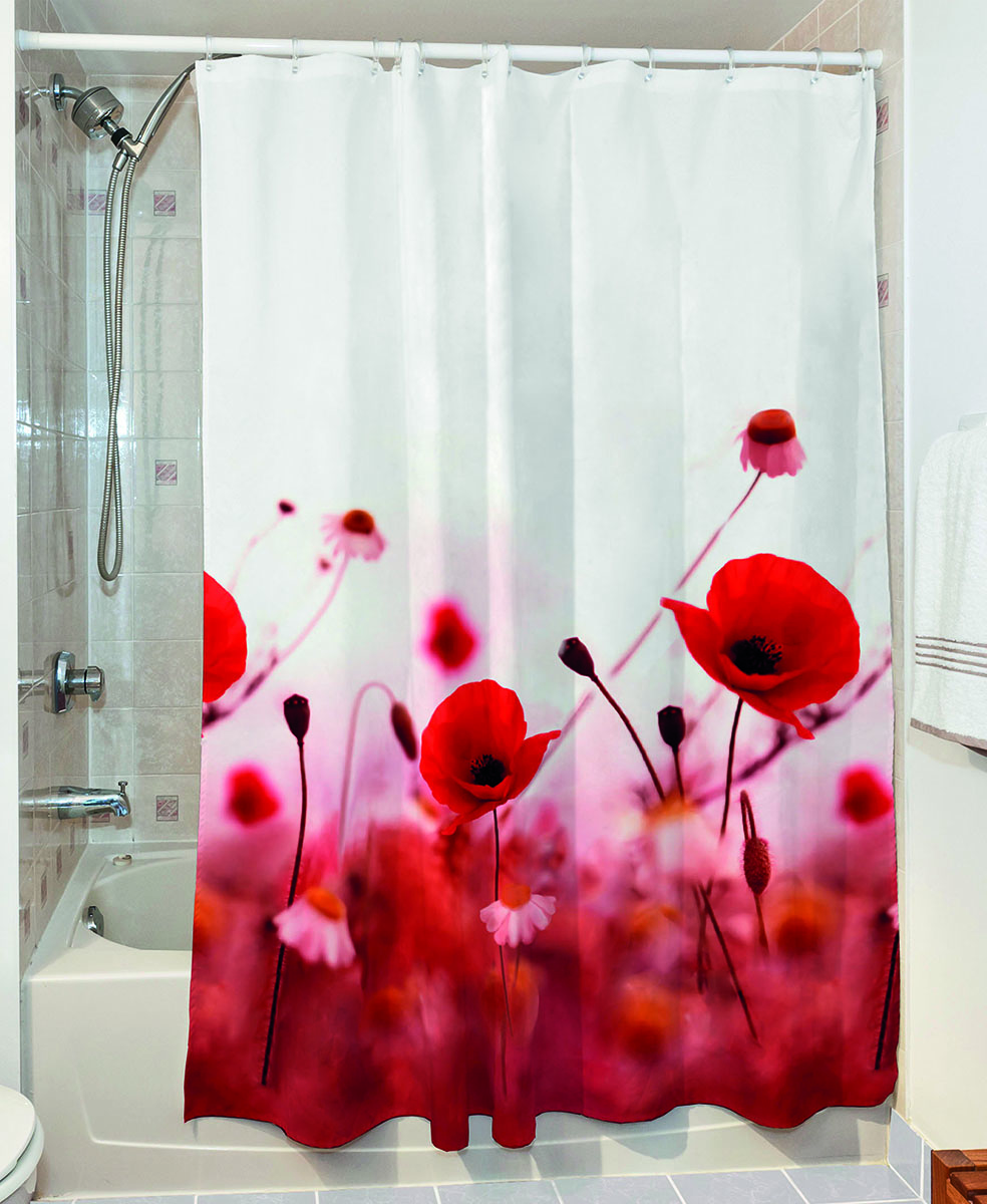 Κουρτίνα μπάνιου Poppies Art 3067 190x180 Κόκκινο Beauty Home FASHION