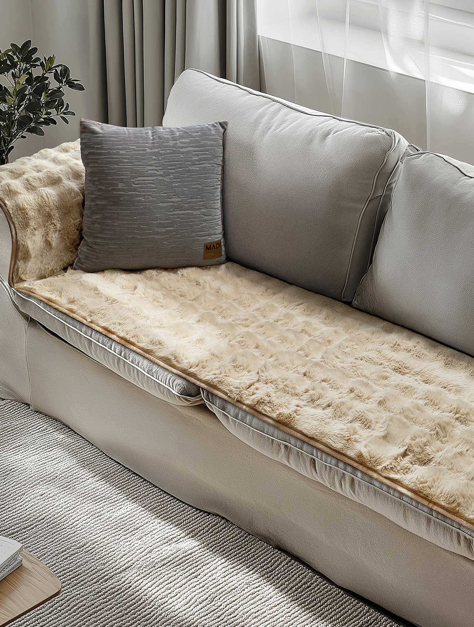 Μεμονωμένο γούνινα κάλύμμα FLAURA BEIGE Madi