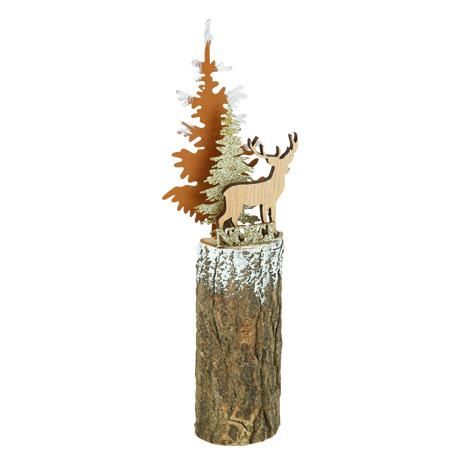 Beauty Home Χριστουγεννιάτικο διακοσμητικό σε ξύλινη βάση με χρυσό γκλίτερ 5 x 24 cm