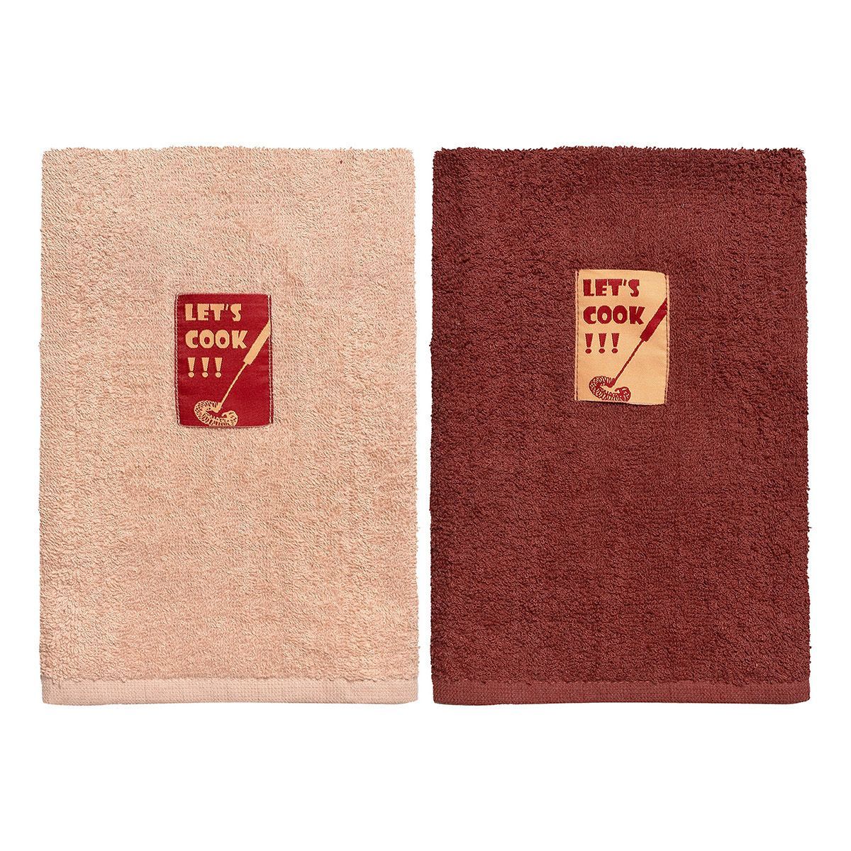 Beauty Home Ποτηρόπανα σετ 2τμχ Art 8289 40×60 Μπεζ,Μόκα