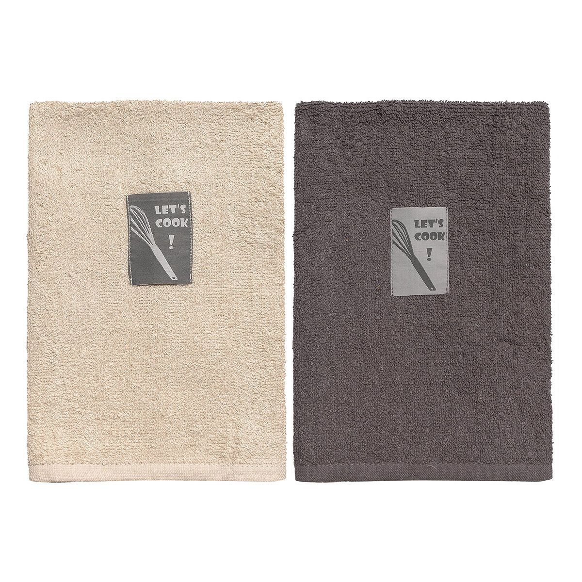 Beauty Home Ποτηρόπανα σετ 2τμχ Art 8291 40×60 Μπεζ,Ανθρακί