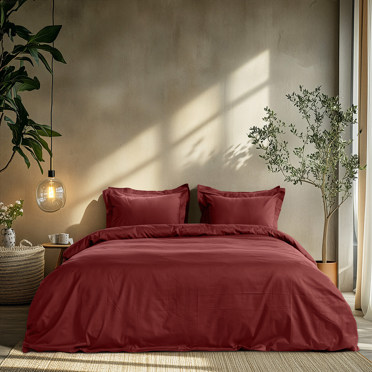 Beauty Home Σετ σεντόνια υπέρδιπλα με λάστιχο Art 1700 Harmony 170×200+30 Μπορντό