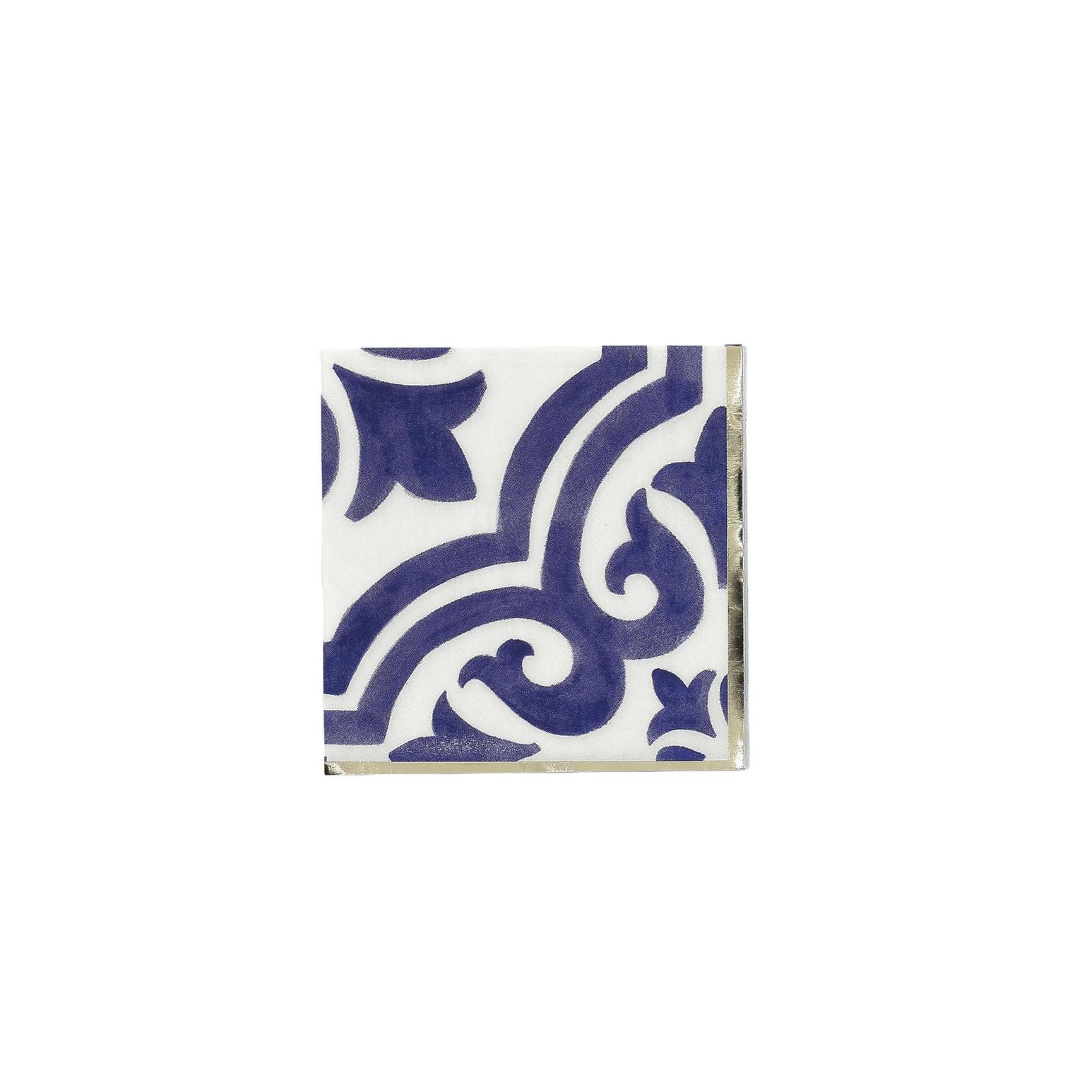 Beauty Home 20 χαρτοπετσέτες κοκτέιλ Dolce Vita μπλε,λευκές 24 x 24 cm