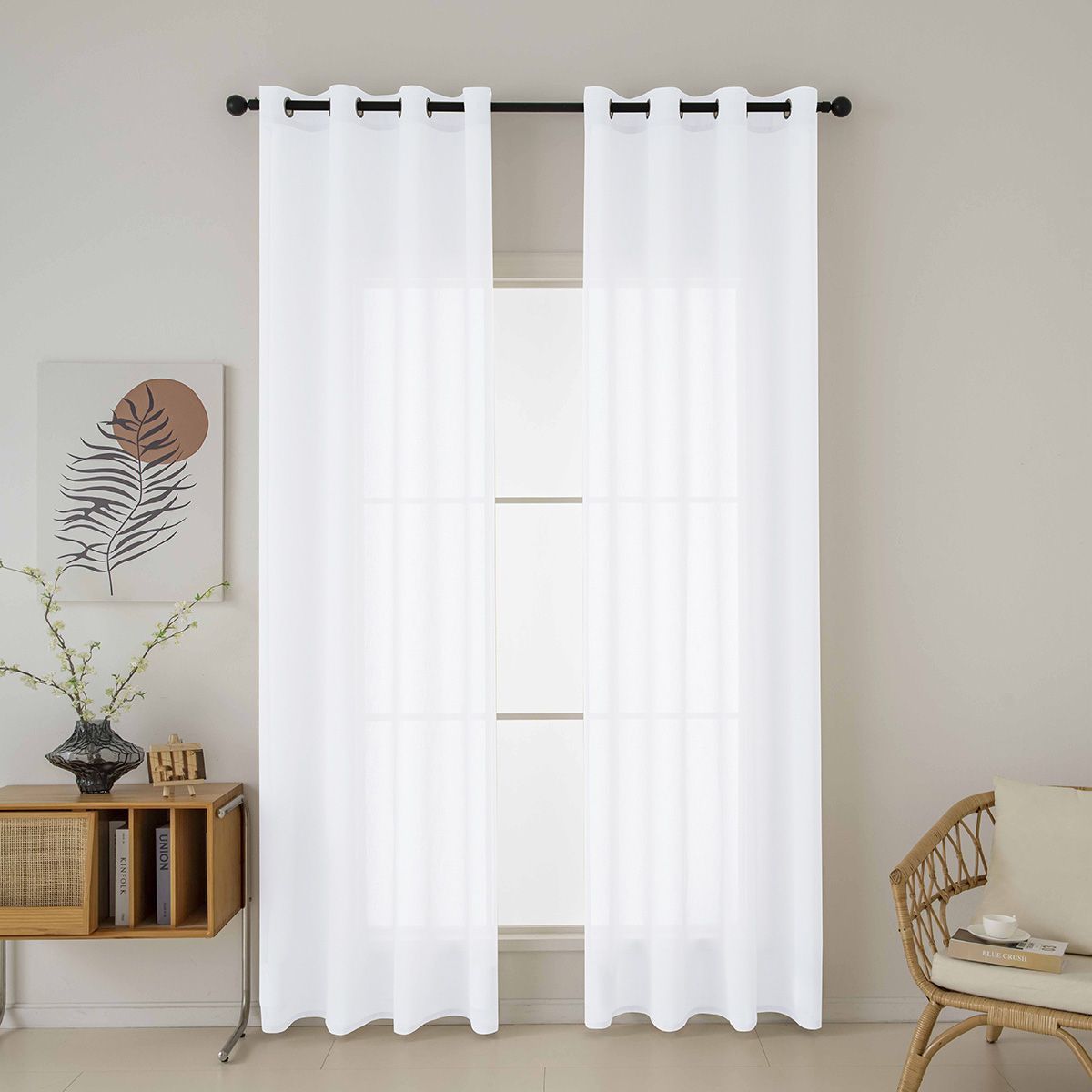 Beauty Home Κουρτίνα γάζα μονόχρωμη με 8 μεταλλικούς κρίκους Fit Art 8447 140×270 Λευκό