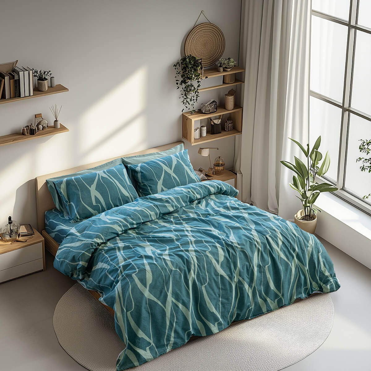 Beauty Home Σετ σεντόνια μονά Glory Art 12378 170×265 Πετρόλ