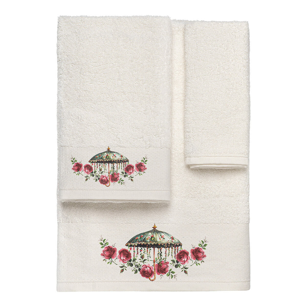 Beauty Home Σετ πετσέτες 3τμχ με εκτύπωση Art 3550 (30×50+50×90+70×140) Εκρού