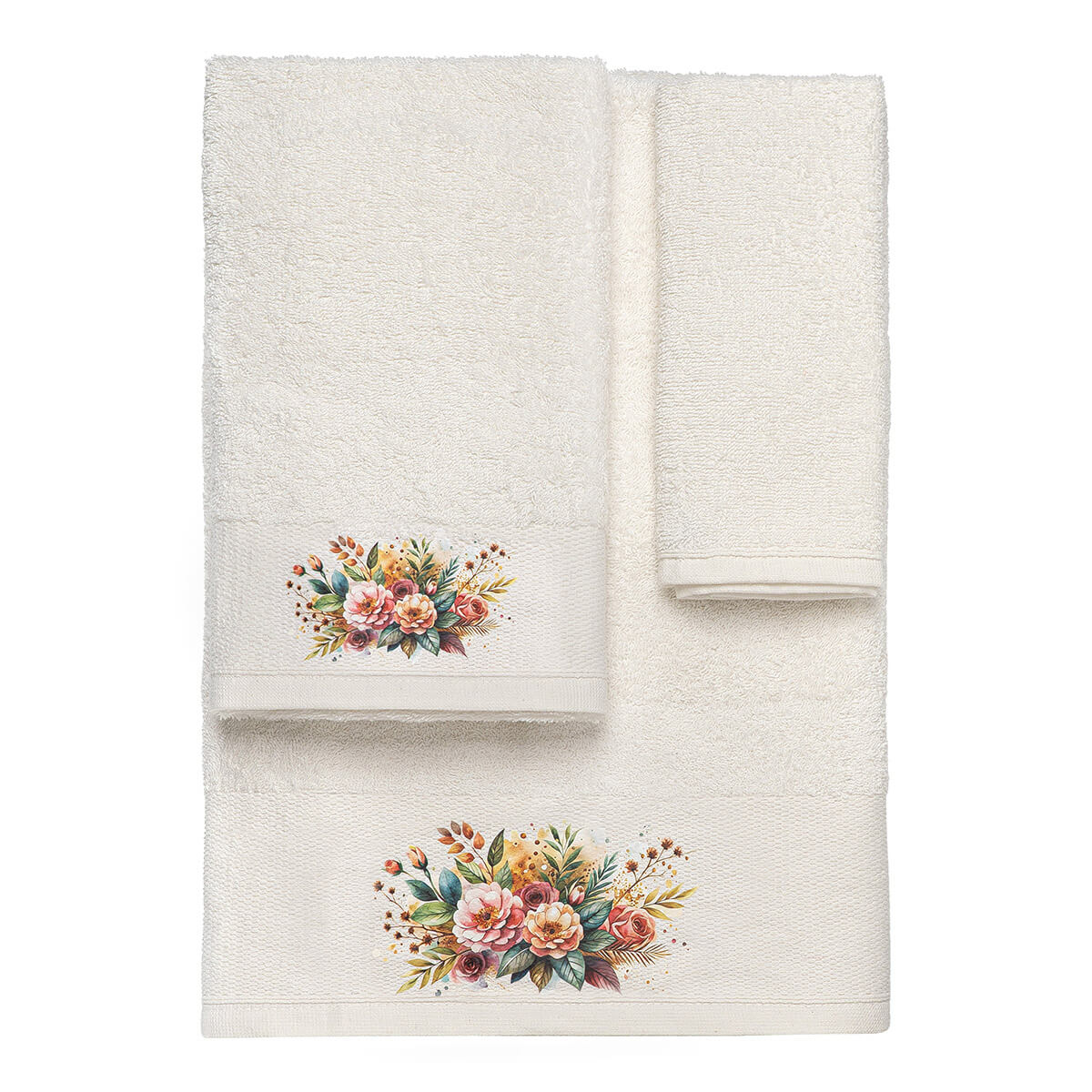 Beauty Home Σετ πετσέτες 3τμχ με εκτύπωση Art 3551 (30×50+50×90+70×140) Εκρού
