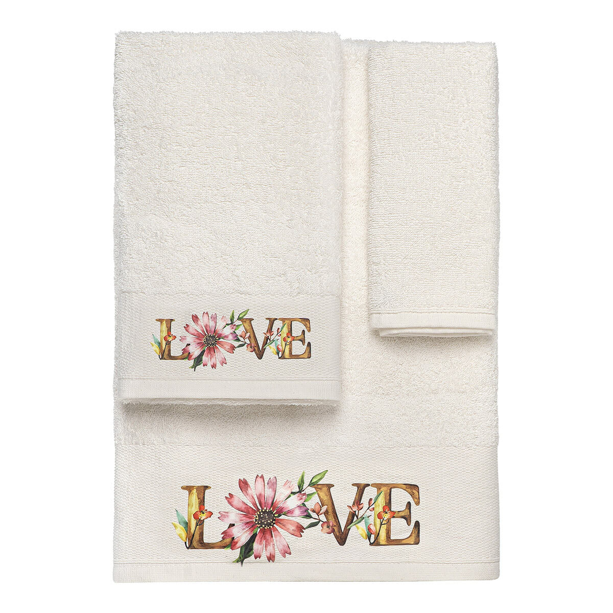 Beauty Home Σετ πετσέτες 3τμχ με εκτύπωση Art 3554 (30×50+50×90+70×140) Εκρού