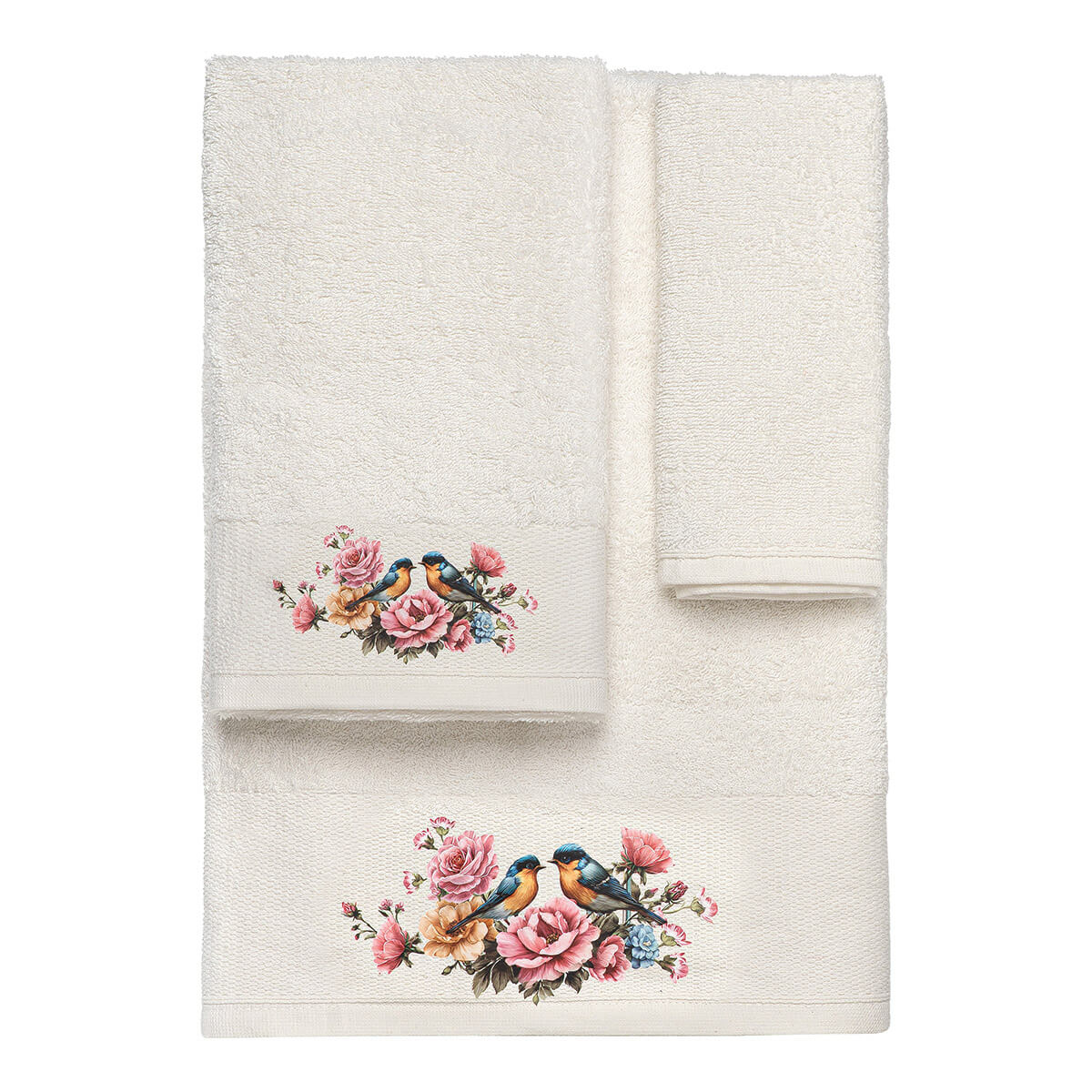 Beauty Home Σετ πετσέτες 3τμχ με εκτύπωση Art 3555 (30×50+50×90+70×140) Εκρού