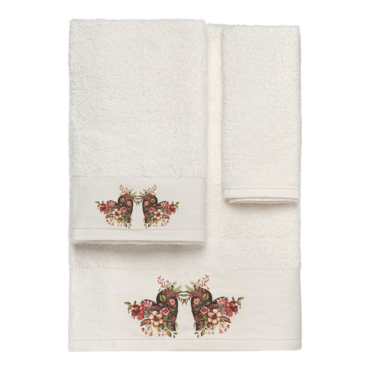 Beauty Home Σετ πετσέτες 3τμχ με εκτύπωση Art 3557 (30×50+50×90+70×140) Εκρού