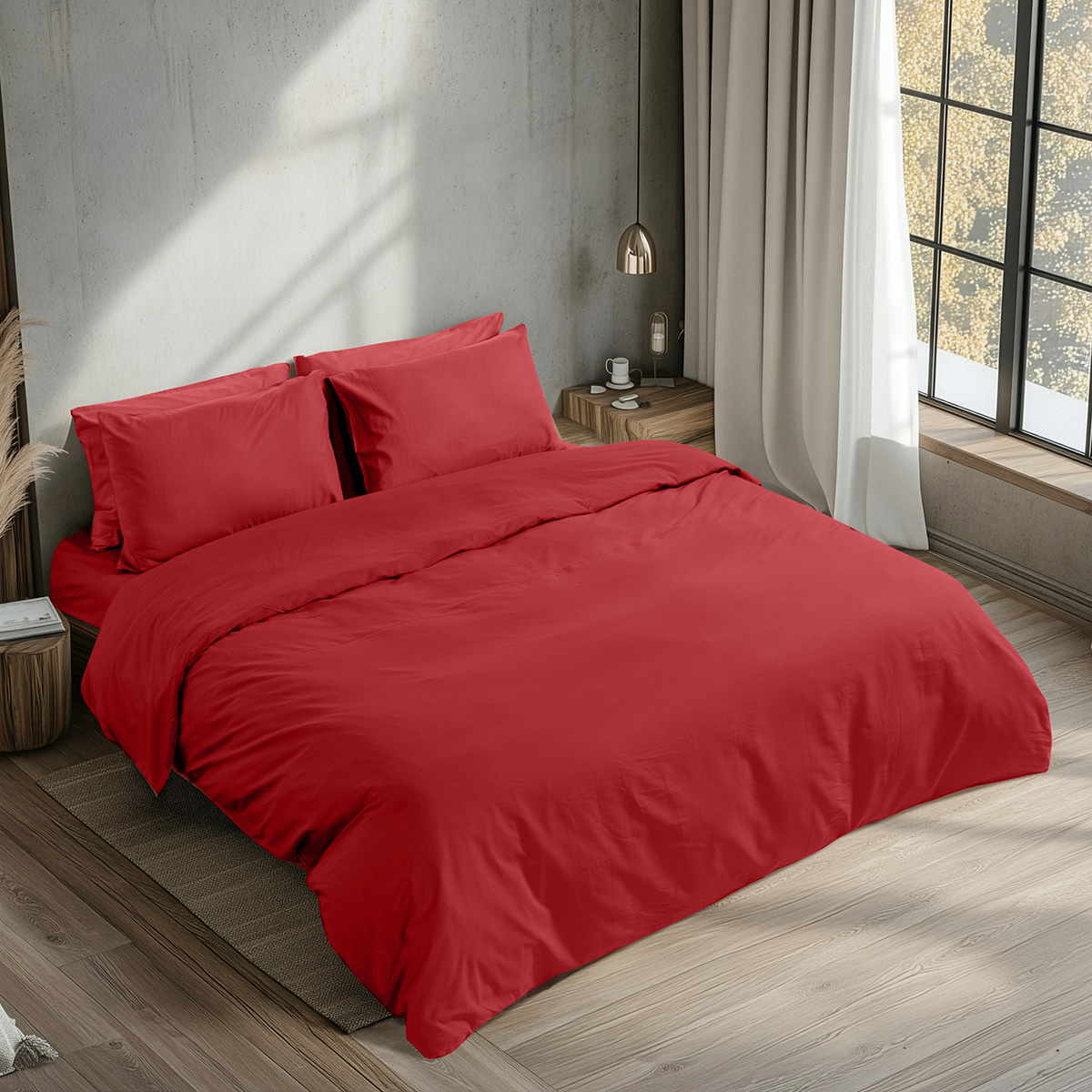 Beauty Home Σεντόνι υπέρδιπλο με λάστιχο Prime Art 1230 170×200+35 Κόκκινο