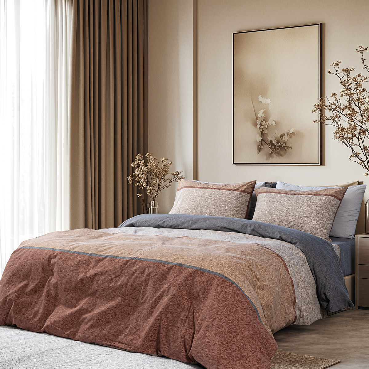 Beauty Home Ζεύγος μαξιλαροθήκες Moments Art 12565 51×73 Καφέ,Ανθρακί