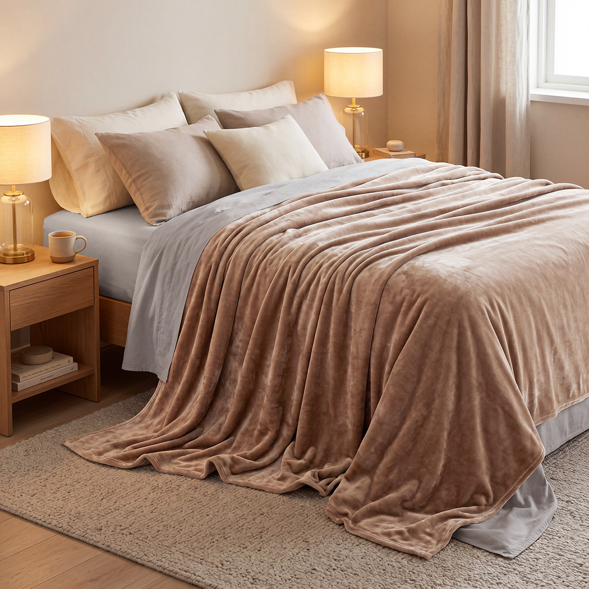 Beauty Home Κουβέρτα υπέρδιπλη Velora Art 12550 100% polyester super soft 550gsm 220×240 Άμμου