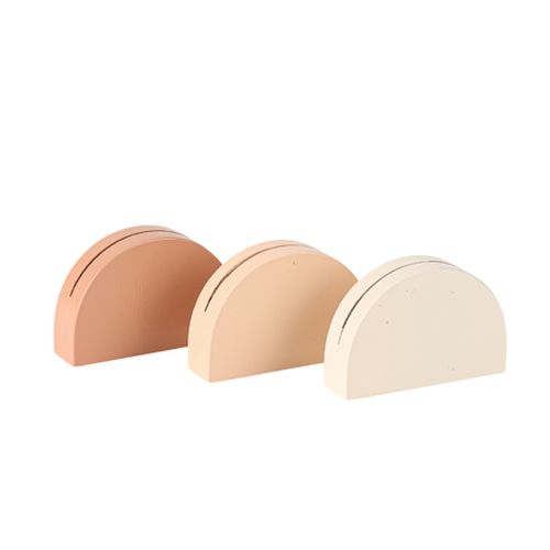 Beauty Home 3 ξύλινες βάσεις σε διαφορετικά χρώματα με καμπύλη για καρτελάκια 4x6x1,5cm