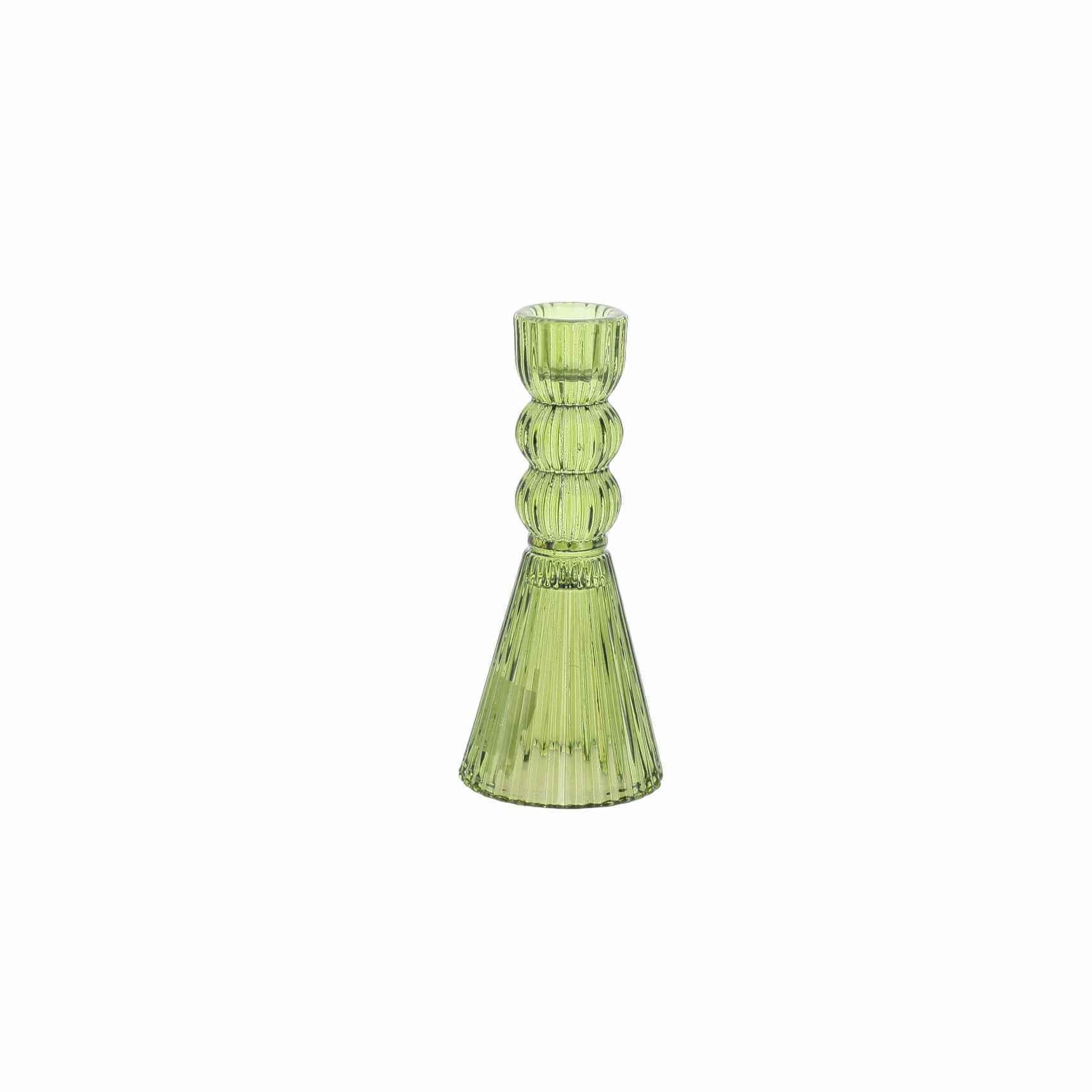 Beauty Home Κηροπήγιο γυάλινο Noah – Λαδί Ø6,5x15cm